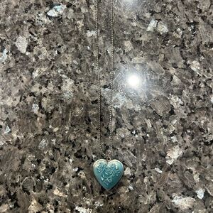 Heart Pendant Necklace with Blue Accents